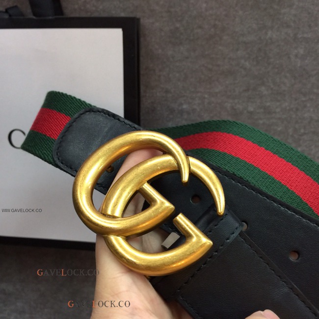 Mens Gucci Belt Signature Red Green Stripe Gold GG Buckle Mens Gucci Belt Signature Red Green Stripe Gold GG Buckle